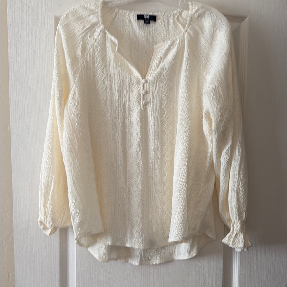 Elegant Ivory Blouse with Button Detail